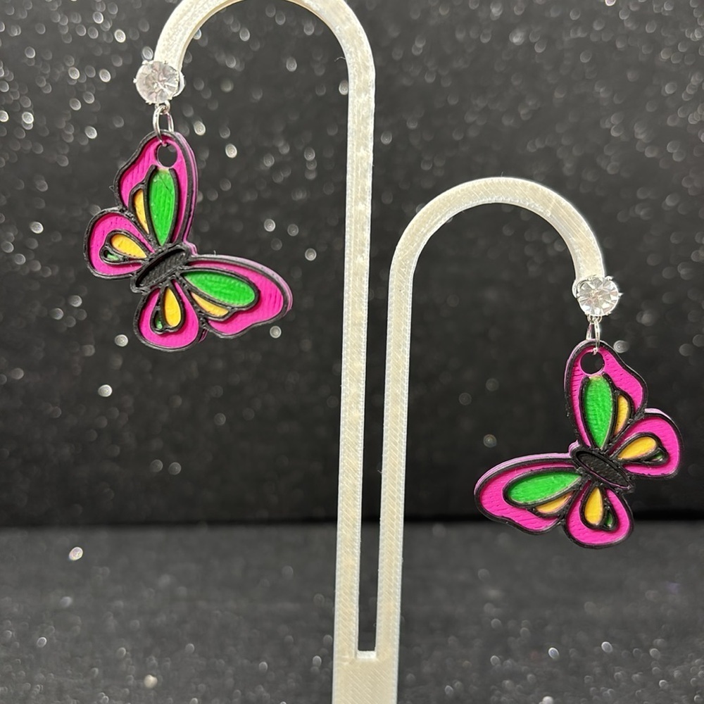 Small Colorful Butterfly Earrings - Picture 4 of 4